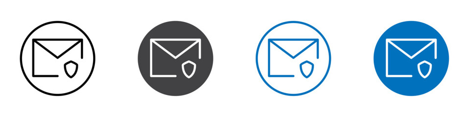 Mail security icon Logo sign in thin line outline