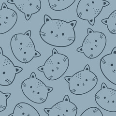 Hand drawn seamless pattern with Cute Cat. Childish Cartoon Animals Background. design for fabric, wrapping, textile, wallpaper, apparel, pajamas and more