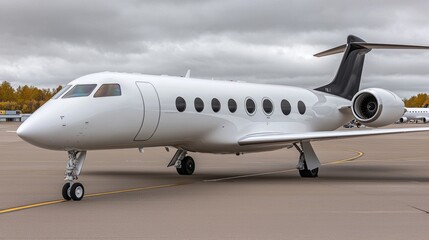 Obraz premium Experience Luxurious Travel Private Jet Parked on the Tarmac Ready for Your Next Adventure
