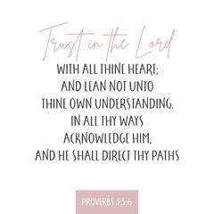 Trust in the Lord verse, Bible verse text vector, Printable scripture text, Bible text art vector