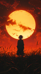 Beautiful Anime Sunshine Illustration with Warm Colors