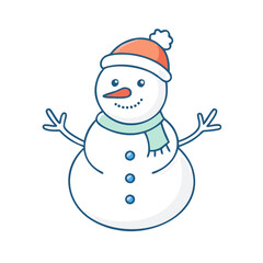 snowman vector art,  flat illustration snowman icon