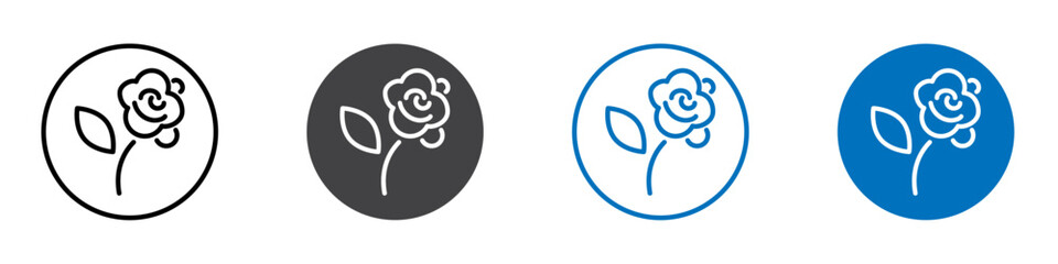 Rose icon Logo sign in thin line outline