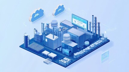 Obraz premium Factory using cloud-based technology to monitor production