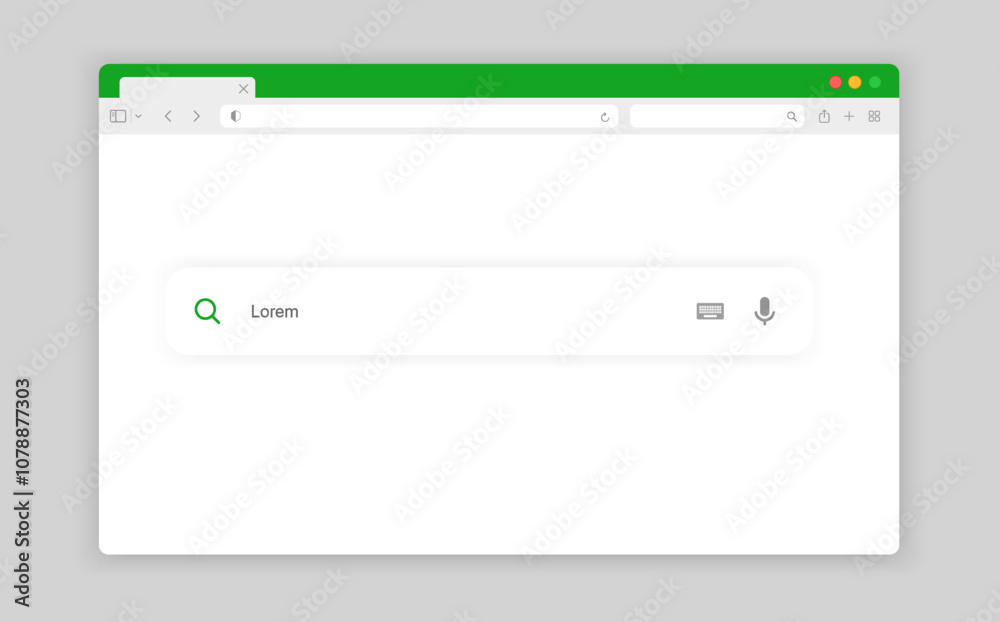 Poster Web browser, internet browser search engine. Search bar for ui ux design and web site. Search address and navigation bar icon. Collection of search form templates for websites