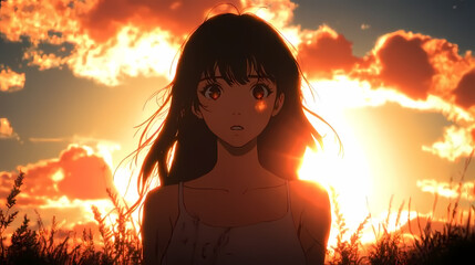 Beautiful Anime Sunshine Illustration with Warm Colors