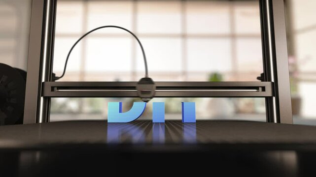 Timelapse showing the 3D printing process of the &ldquo;DIY&rdquo; text on a printer. Perfect for illustrating the concept of creating items at home using modern technology.