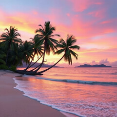 Scène de coucher de soleil sur une plage