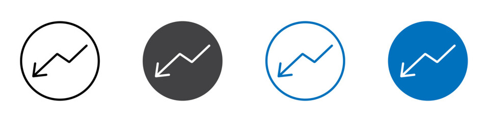 Trending down icon Logo sign in thin line outline