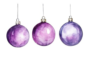 Obraz premium Set of violet and white vector christmas balls with different patterns 