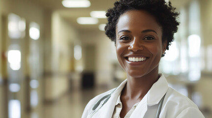 Fototapeta premium women doctor in hospital smiling 