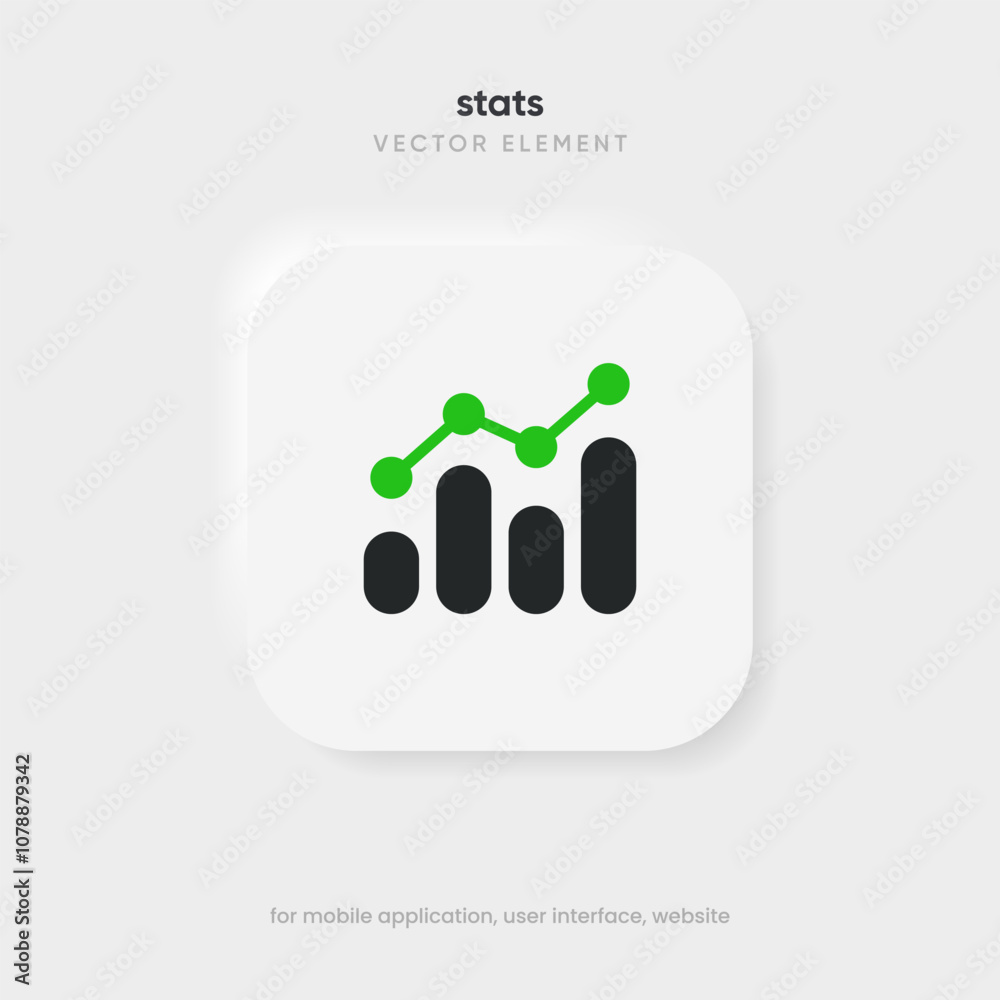 Poster Statistic icon. 3d financial analysis stats icon. Growing graph. Business chart symbol. Growths chart collection. Progress bar. Bar diagram. Growth success arrow icon. Progress symbol. Chart increase