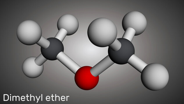 Dimethyl ether, DME molecule. Molecular model. 3D rendering