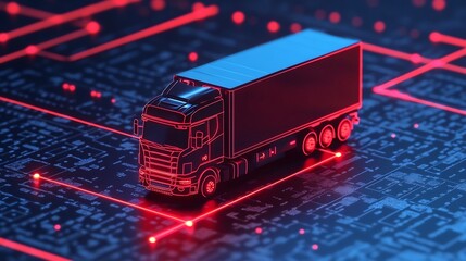 Freight Tracking Truck Icon with GPS Map,Real-Time Logistics 3D