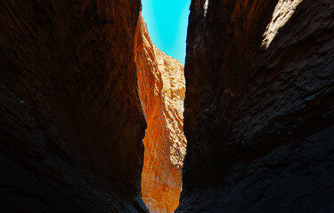 Beautiful Danxia landform at Kuche Grand Canyon National Geopark at Kuche, Xinjiang, China