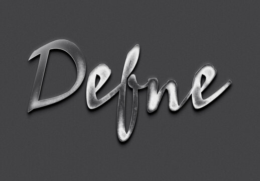 Chrome metal 3D Turkish name design of Defne on grey background.