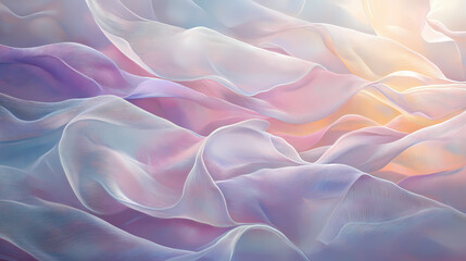 Obraz premium Ethereal waves of fabric in soft pastel iridescence. Pastel. Illustration