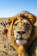 Wild Romance: Lion and Gazelle Taking a Selfie. 