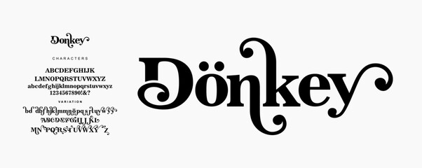 Elegant Font Uppercase Lowercase and Number. Classic Lettering Minimal Fashion Designs. Typography modern serif fonts regular decorative vintage concept. vector illustration