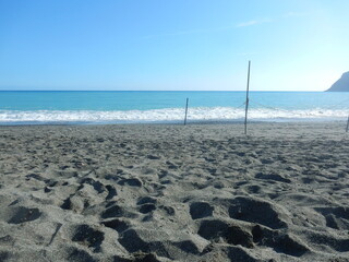 the beach in Riva Trigoso, Sestri Levante, Liguria, Italy