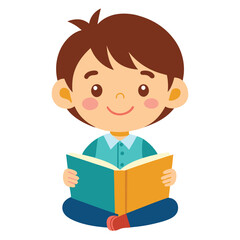 Child Reading a Book Vector Illustration for Educational and Storytelling Designs Perfect for Kids Projects