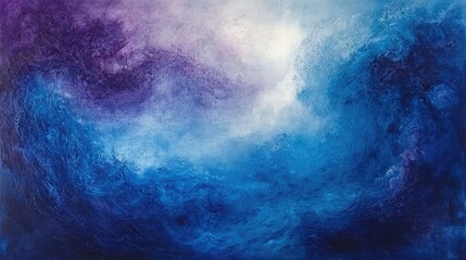 Fototapeta premium Abstract Ocean Waves Artwork Featuring Deep Blue and Purple Tones with Soft White Highlights Capturing Movement and Tranquility in a Dreamlike Landscape