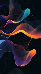 Fototapeta premium A colorful, abstract image of a wave with a black background