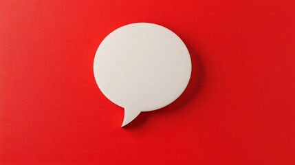 Minimalist Chat Bubble Icon with Ample Copy Space on Red Background