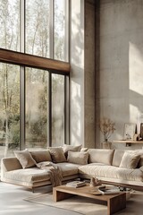 Beautiful Modern Living room Interior with furniture's ,mockup frame , posters, wall -3d Rendering