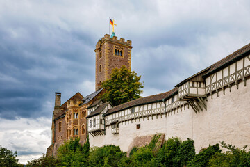 Aerial view of Wartburg Castle. UNESCO world heritage in Thuringia, Germany