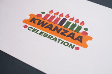 Fototapeta premium Kwanzaa Happy Celebration. African and African-American culture holiday. Seven days festival, celebrate annual from December 26 to January 1. Black history. Poster