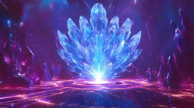 Cybernetic sweat lodge, AI phoenix manifestation, holographic ley lines, plasma energy fields, digital fire glow 