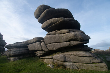 Weathered granite rocks on Rough Tor Bodmin Moor Cornwall England