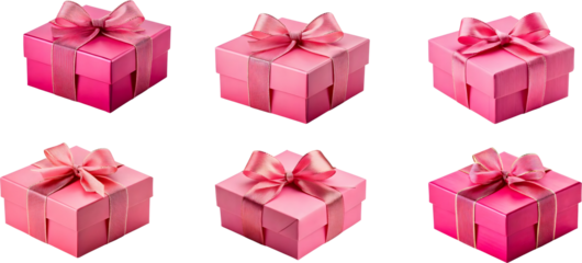 Collection of Pink Gift Boxes with Ribbons for Celebrations, Birthdays, and Special Occasions, Perfect for Presenting Thoughtful Surprises in Style and Elegance