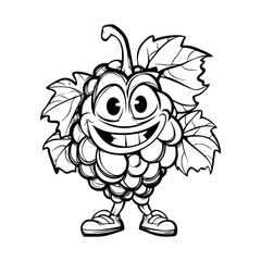 Grape cartoon coloring page for kids - coloring book