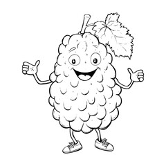 Funny grape fruit illustration coloring page - coloring book for kids