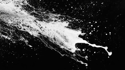 Obraz premium Dynamic Splash of White Liquid on Black Background Capturing the Energy and Movement of Fluid in a Stunning Monochromatic Display