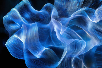 Obraz premium A blue dynamic digital wave pattern,bright lines and fluid motion, modern technology.