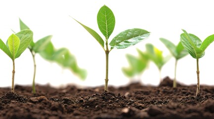 Fototapeta premium black soil with green plant isolated on transparent background,