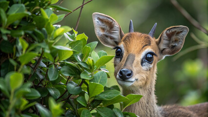 Close-up Portrait of a Young  Klipspringer