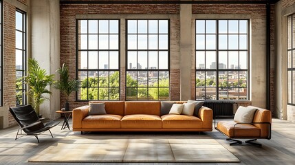 Beautiful Modern Living room Interior with furniture's ,mockup frame , posters, wall -3d Rendering