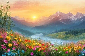 Magic pink rhododendron flowers on summer mountain. Dramatic scenery. Carpathian, Ukraine, Europe. Beauty world.
