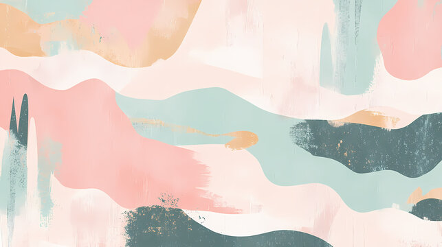 Soft pastel hues merge with camouflage patterns on a modern backdrop, combining gentle elegance with rugged charm. Pastel. Illustration