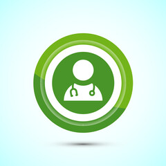 Doctor icon design illustration, Medical consultation and assistant avatar symbol. Green Color Button Design