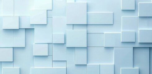 Obraz premium A blue wall with white squares. The squares are arranged in a way that creates a pattern. The wall is clean and simple, with no other colors or decorations