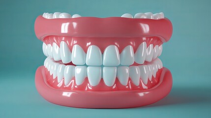 Obraz premium 3D Rendering of Clean Teeth and Bacteria Removal with Mouthwash for Optimal Oral Hygiene