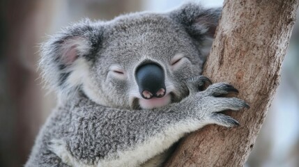 Naklejka premium Adorable Sleeping Koala in a Tree - Wildlife Photography
