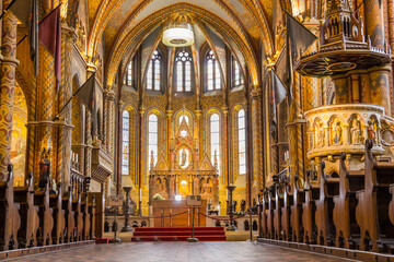 Fototapeta premium Interior of the Matthias church in Budapest the capital city of Hungary