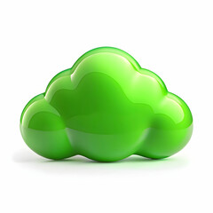 A soft green cloud floats against a crisp white background.