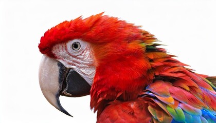Obraz premium Red and yellow macaw ara ararauna on white background..
